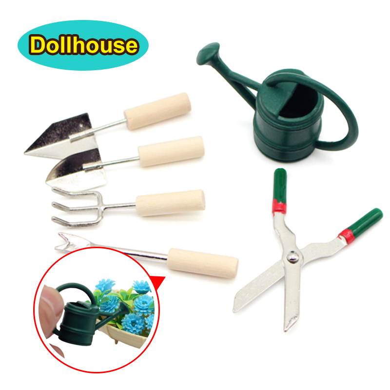 Gardening Tools Combo - 1/12 Dollhouse Simülasyon sulama kovası Kürek