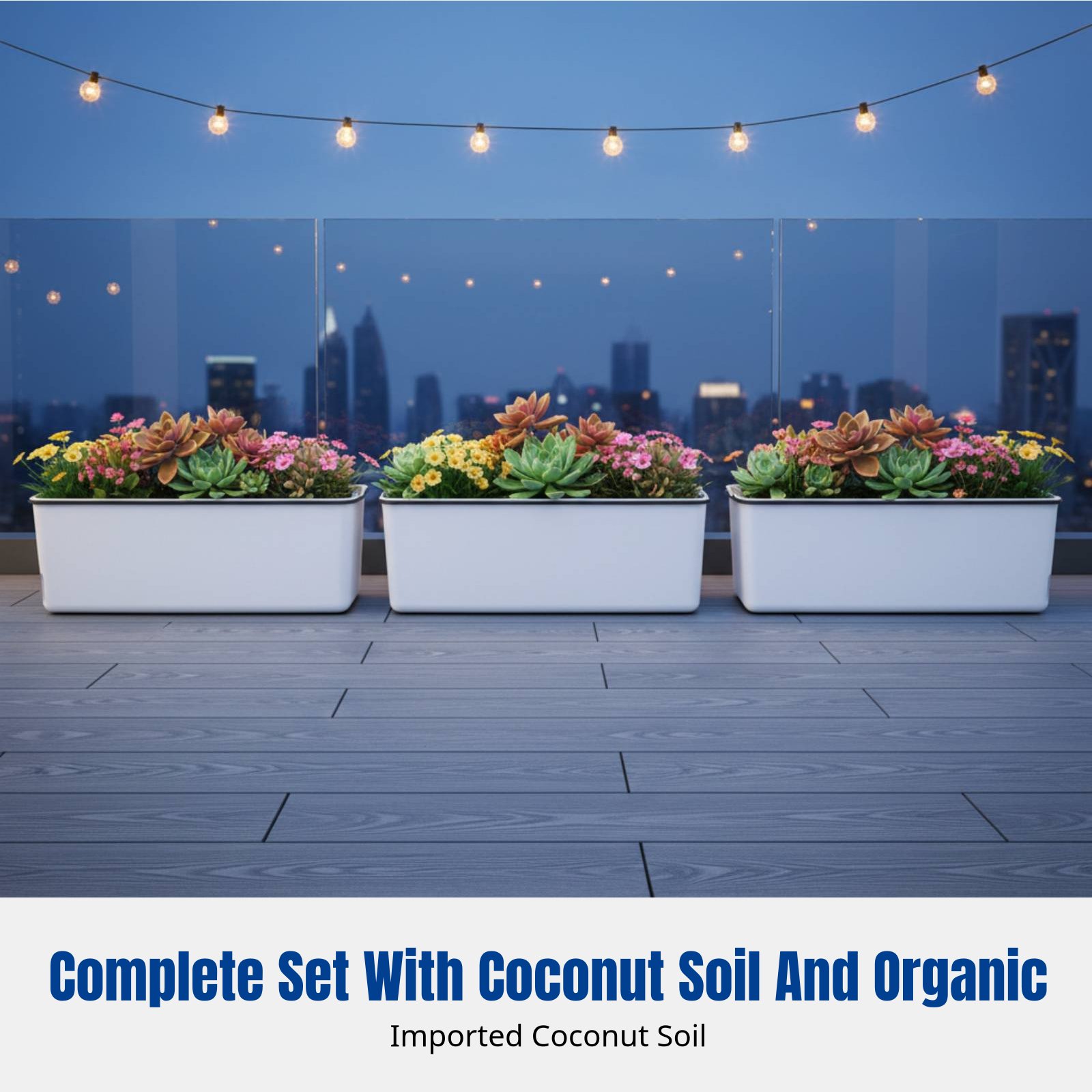 Self-Watering Planter - Balkon Asma Çiçek Saksısı Dikdörtgen Kendinden