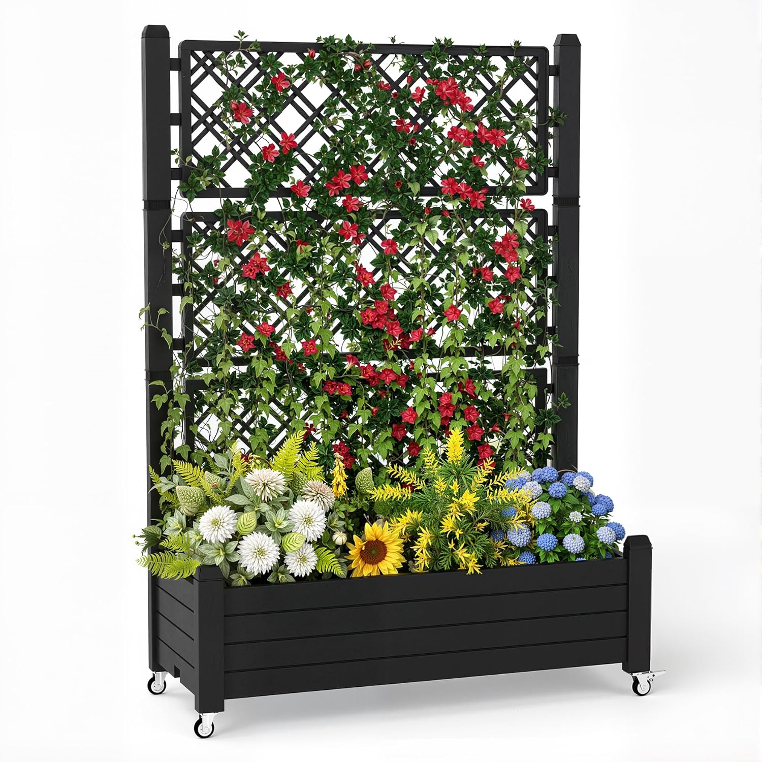 Self-Watering Planter - Çıkıntılı Bahçe Yatağı, Kilitlenebilir Tekerlekli ve