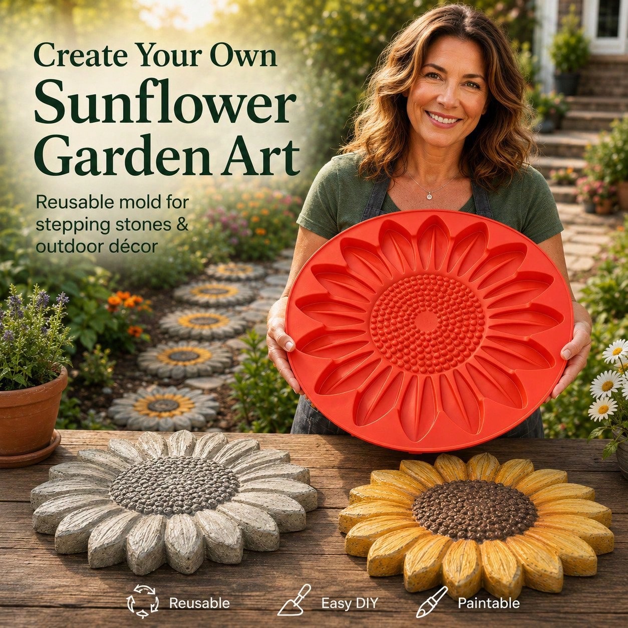 Gardening Tools Gift Ideas - 1 adet Ayçiçeği Kaldırım Taşı Kalıbı